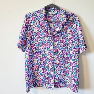 Vintage Purple Floral Button Down Shirt